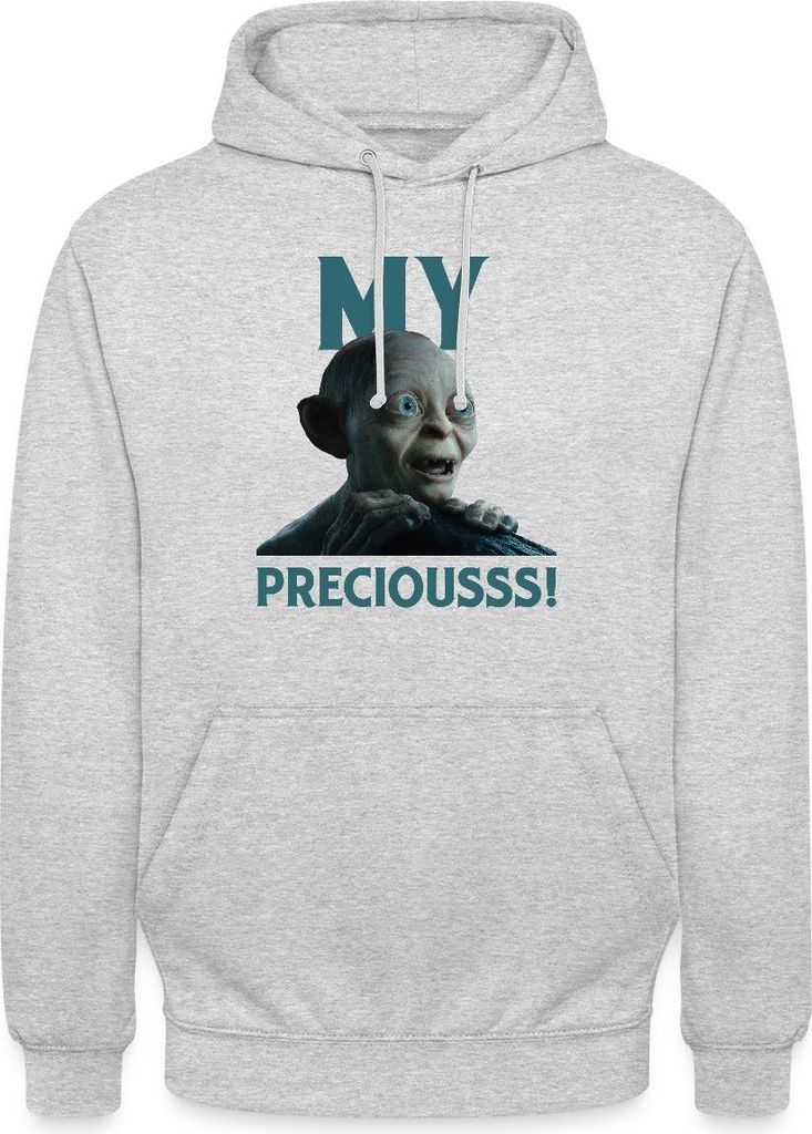 Spreadshirt Der Hobbit Witziges Gollum-Design Mein Schatz Uni Hoodie, S, Hellgrau meliert
