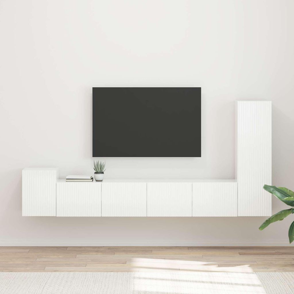 Maison Exclusive - TV-Schrankset Wandmontiert 3 pcs Hochglanz Weiß Holzwerkstoff