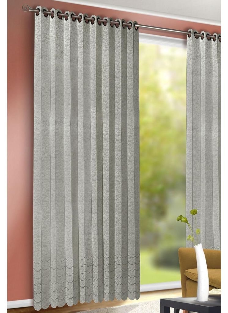 Jacquard-Lamellen-Ösenstore "Ralf" - Vorhang von Albani: Grau / 160x140cm Farbe: Grau Größe (HxB): 160x140cm