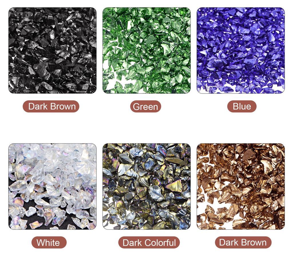 6 Farben Crushed Glass Chips, 1-4mm Unregelm??iges Glitzer-Metallic-Glas zum Basteln DIY Schmuckvase Epoxidharz-Dekoration 28 g Wei?-Schwarz-Serie