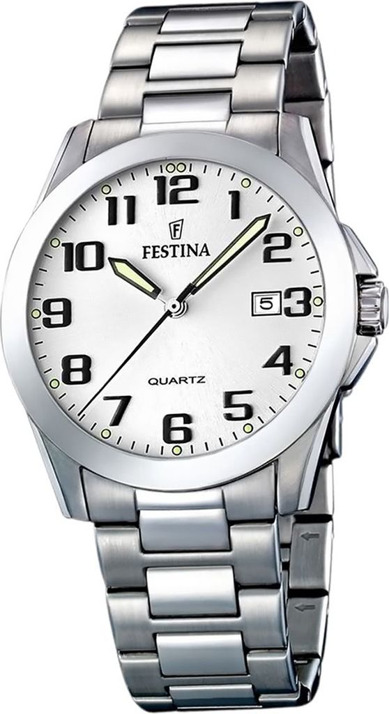 Festina Edelstahl Herren Uhr F16376/7 Armbanduhr silber Klassik D2UF16376/7