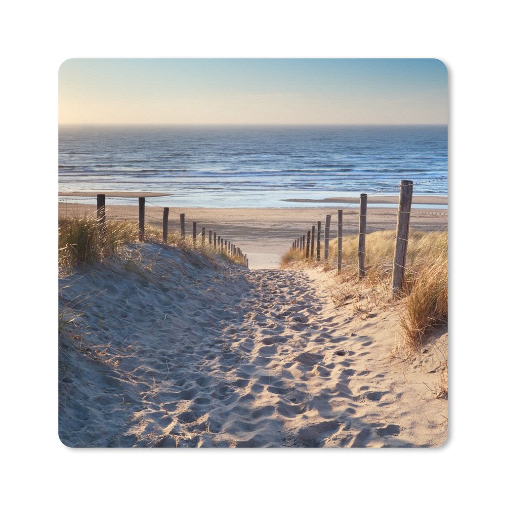 MuchoWow Mauspad Mousepad Strand - Meer - Niederlande - Dünen - Sonne 20x20 cm - Mousepads - Maus Mat - Pad - Mausunterlage - Desk Mat - Bureaua...