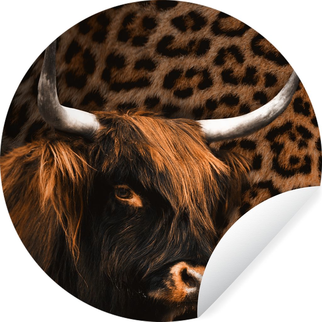 MuchoWow Runde Wandtattoo - Wandsticker Tapete Aufkleber Panther Druck - Highlander - Design Ø 30 cm Selbstklebend und Repositionierbar - Wandau...