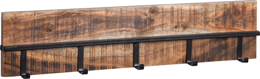 Garderobenleiste - Braun - Schwarz - Mangoholz massiv - Produktbild 