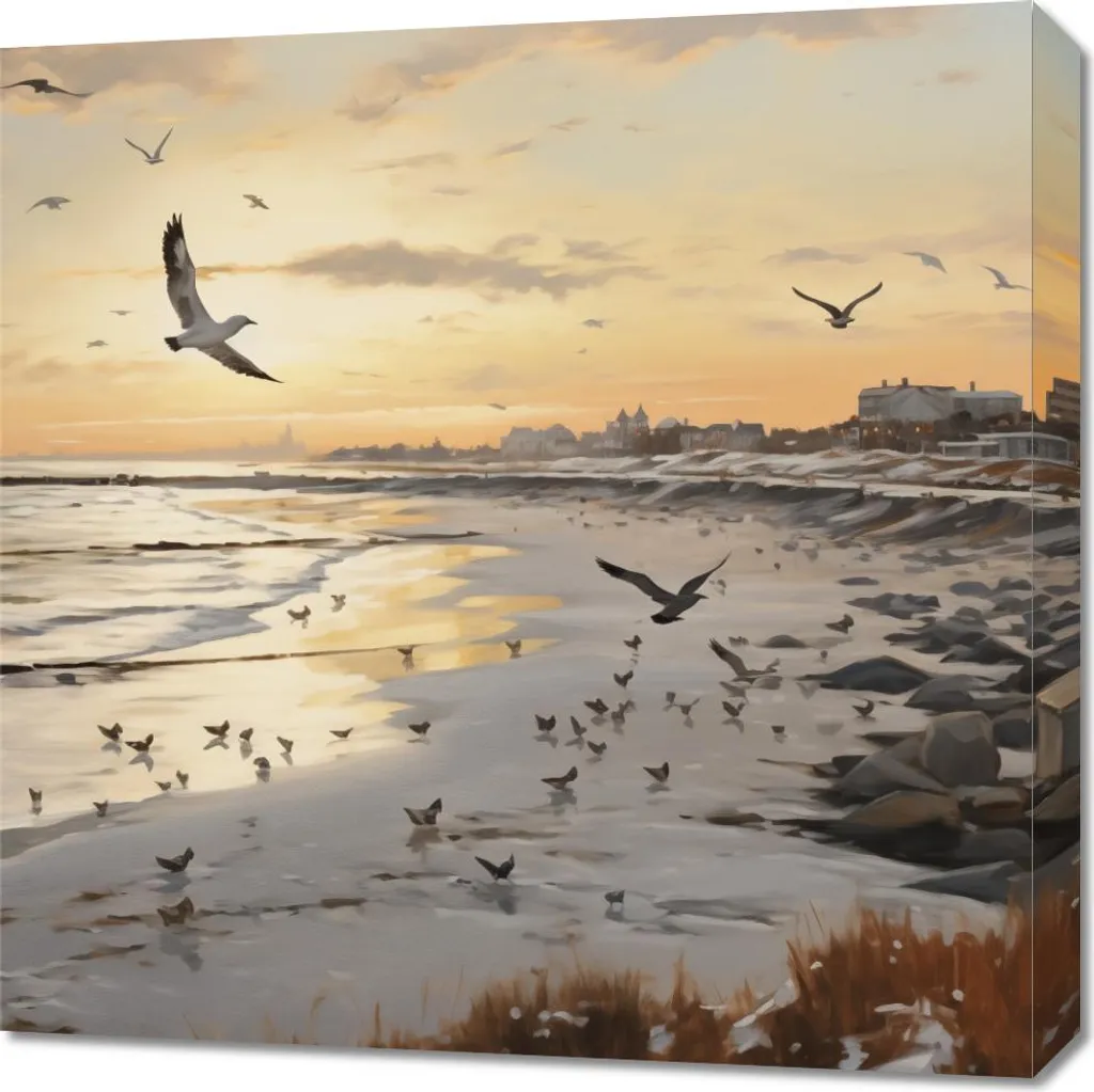 Quadro Moderno Tramonto Costa 60x60 - Decorazione Parete Contemporanea