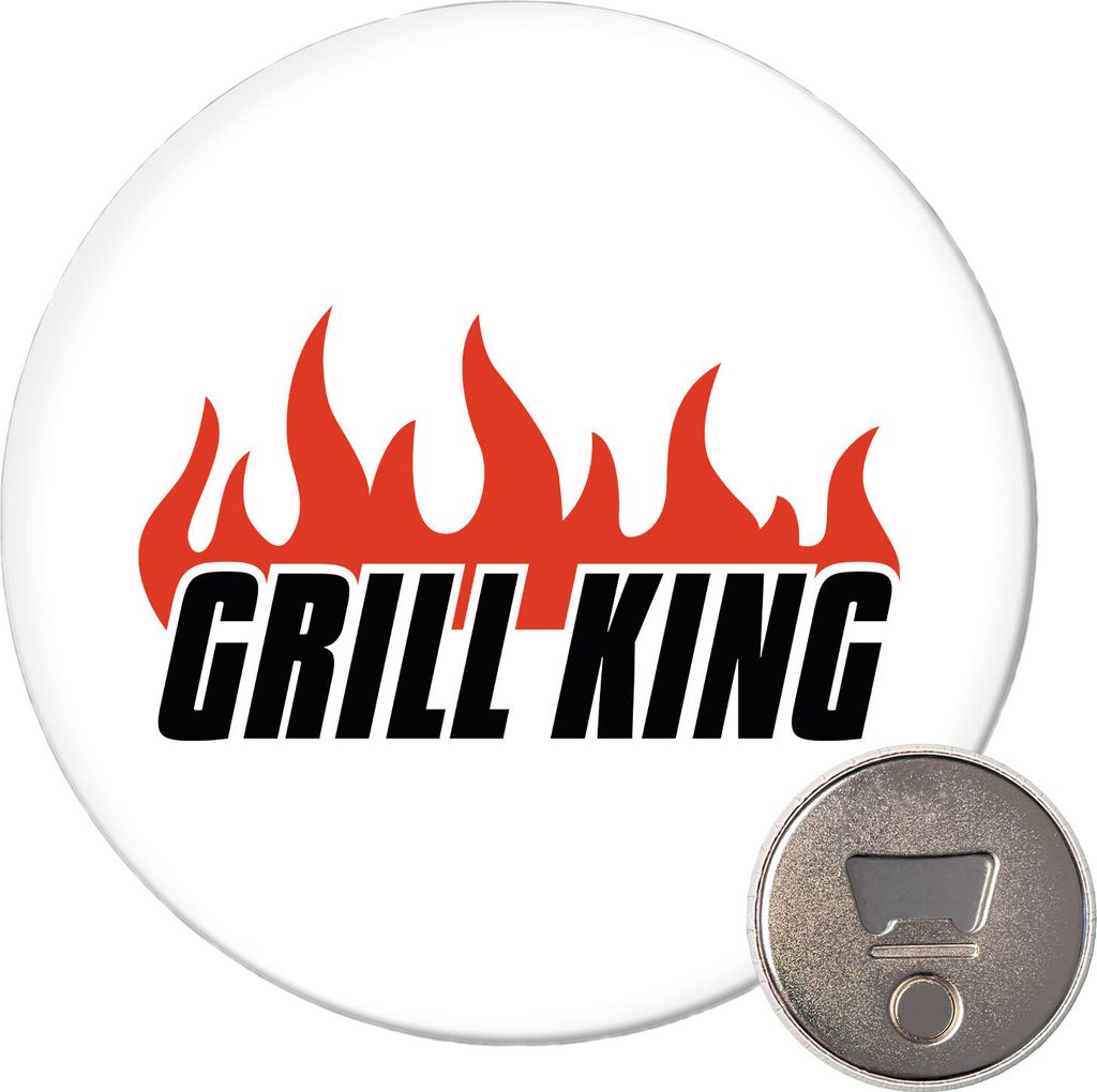 Huuraa Magnet Grill King Flammen 59mm Kühlschrankmagnet rund Flaschenöffner Geschenkidee