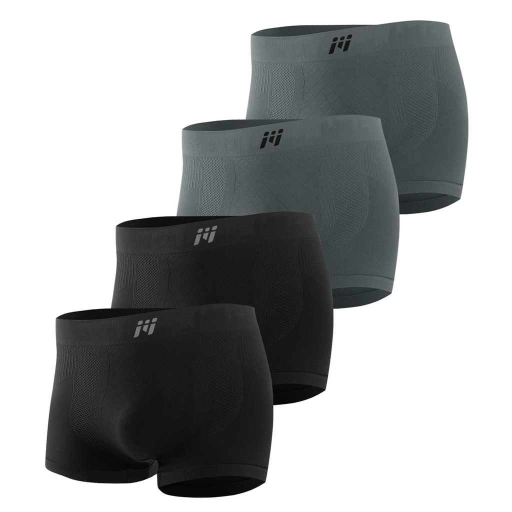 Herren 4er Pack Unterhosen Männer Sportunterhosen für Herren UnterwäSche Boxer -2 schwarze + 2 graue-XXL