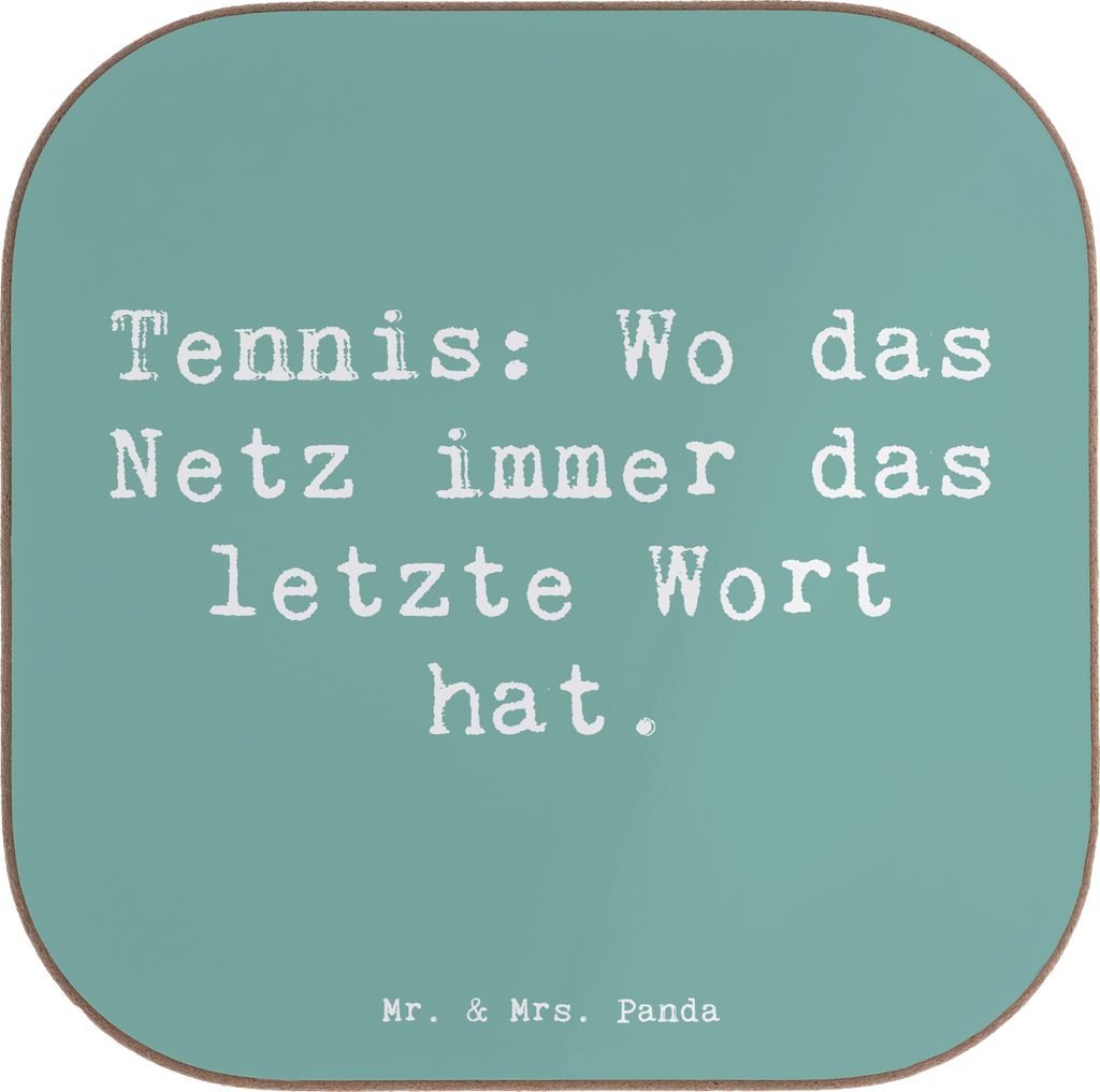 Mr. & Mrs. Panda Untersetzer Quadratisch Spruch Tennis Netz - Meeresbrise - Geschenk, bar, Sportler Geschenke, bieruntersetzer, Schläger, Sportart...