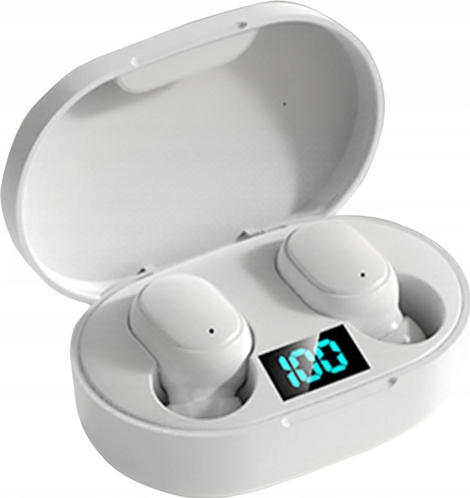 Kabellose Kopfhörer E6S mit Bluetooth 5.0 und wiederaufladbarem Gehäuse - Weiß