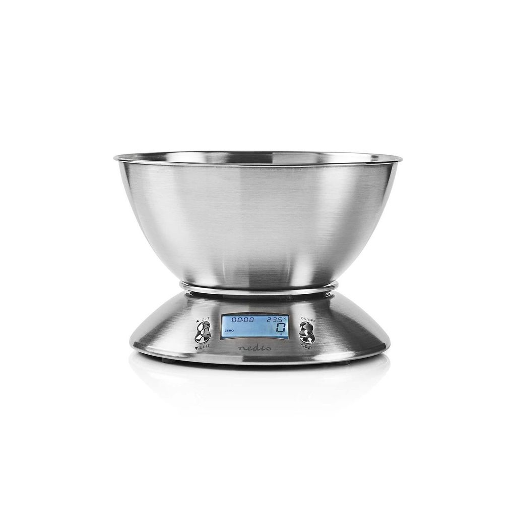 Nedis, Digitale Küchenwaage mit Schüssel und Thermometer, Silber