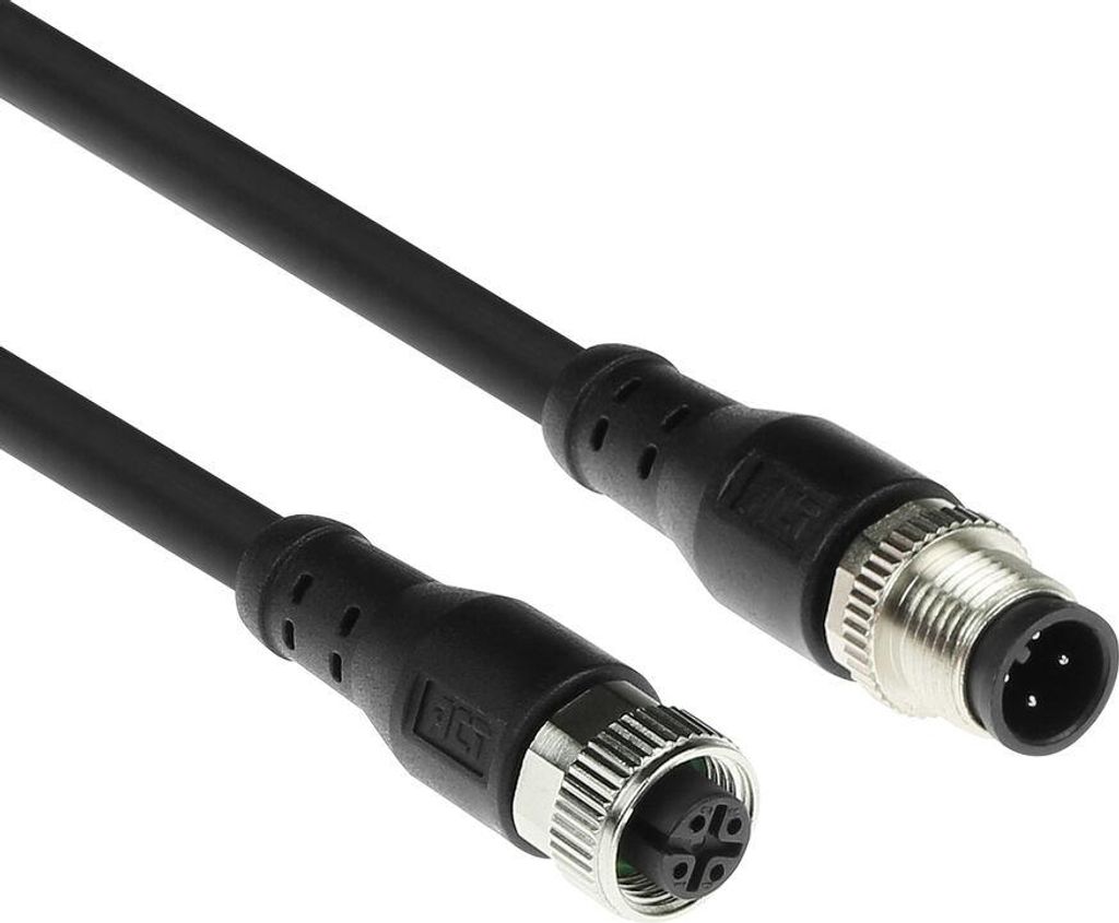 ACT Industrial 5,00 Meter Sensorkabel M12A 4-poliger Stecker auf M12A 4-polige Buchse, Superflex Xtreme TPE Kabel, geschirmt (SC3