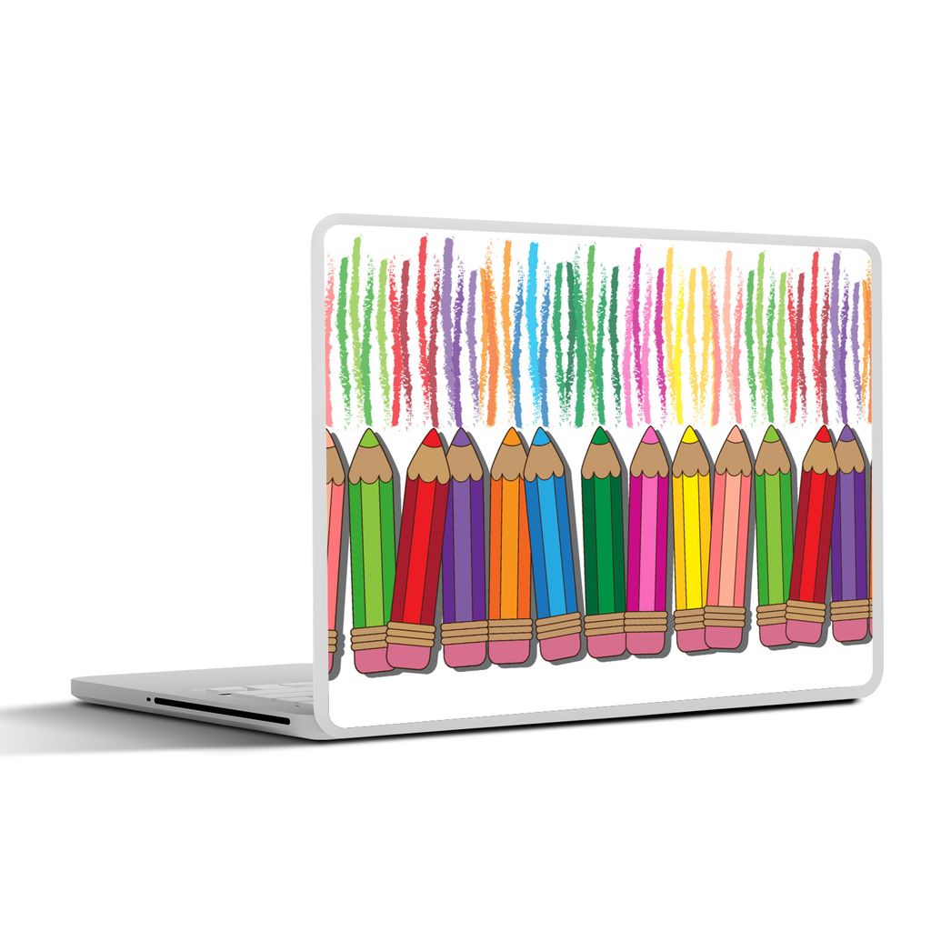 MuchoWow Laptop Aufkleber Sticker Cover Farbstift - Muster - Regenbogen 36.5x27.5 cm - Laptop-Sticker