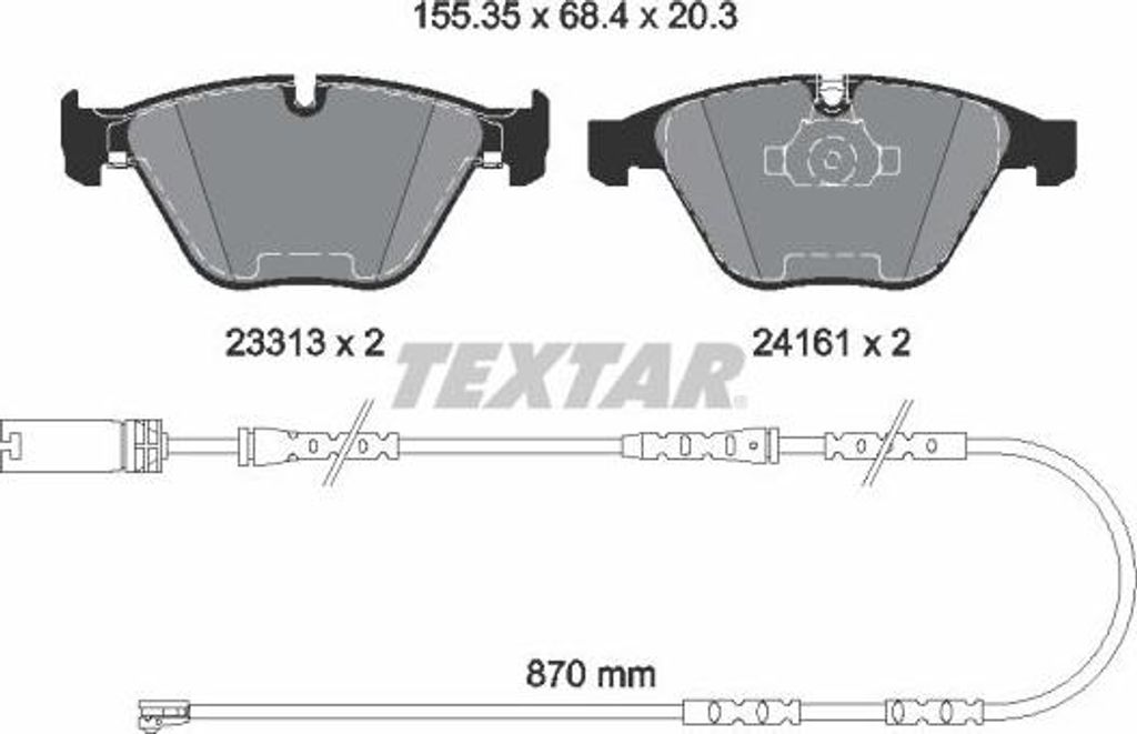 TEXTAR 2331307 Bremsbelagsatz, Scheibenbremse OE 2288874 kompatibel mit X1, 3er E91, 3er E92, 3er E90