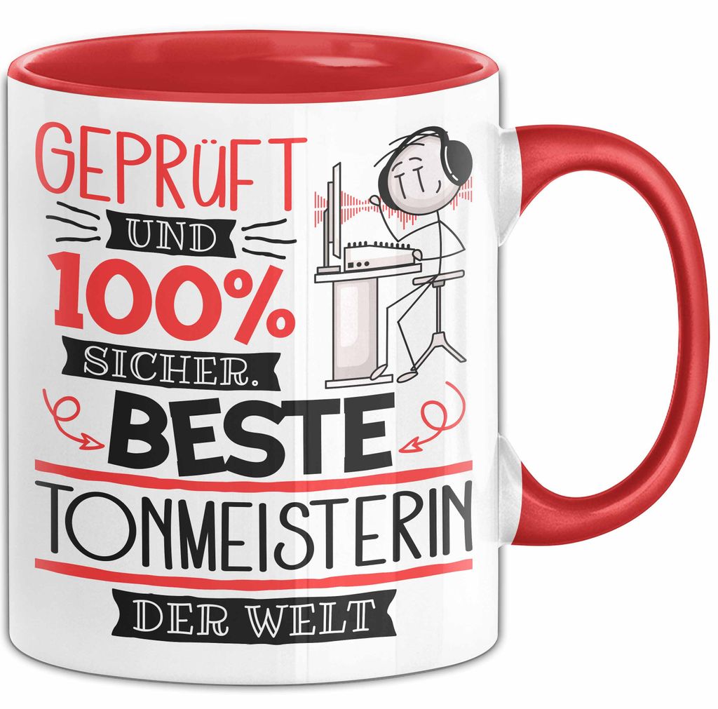 Beste Tonmeisterin Der Welt Tasse Geschenk für Eine Tonmeisterin Und Sicher Geschenkidee Geburtstag Weihnachten (Rot)