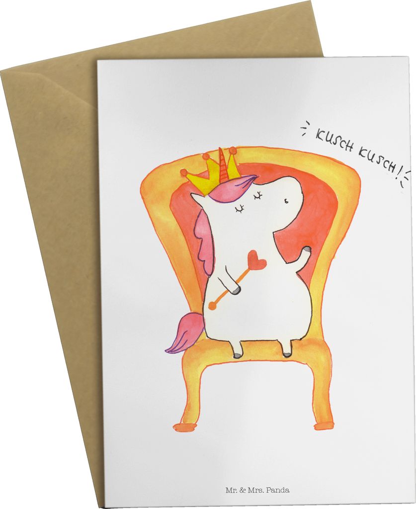 Mr. & Mrs. Panda Grußkarte Einhorn König - Weiß - Geschenk, hochzeitskarten, Unicorn, kommunionskarte, glückwunschkarten, Prinzessin, Präsiden...