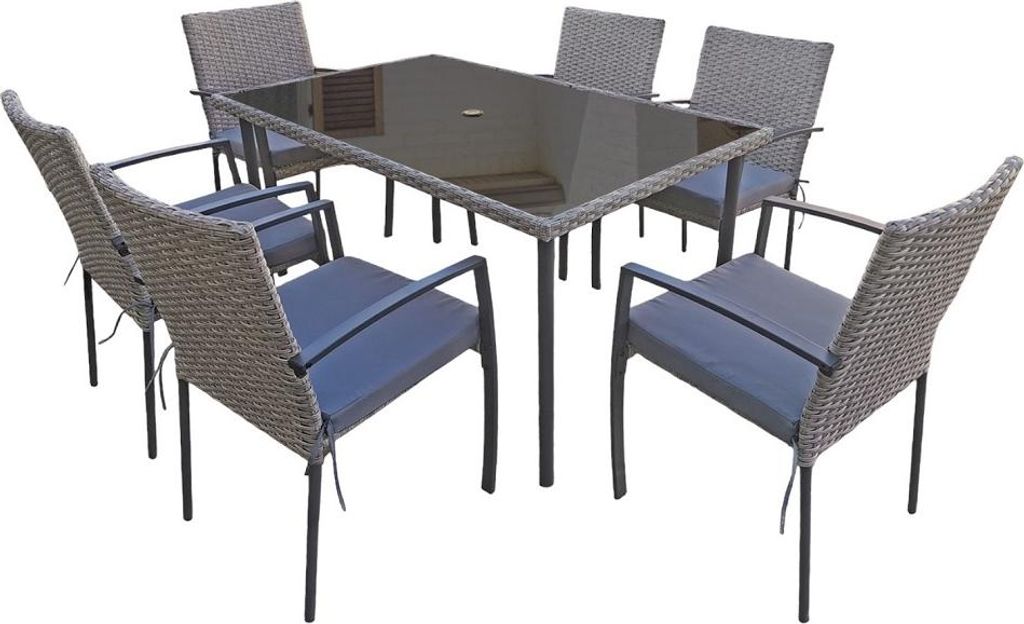 Gartenmöbel Essgruppe 6-Sitzer Carlo grau Jet-Line Dining Set