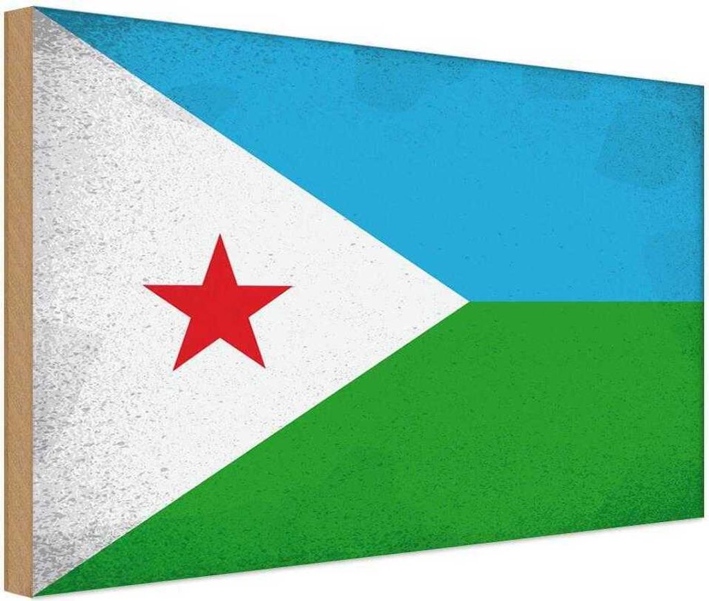 vianmo Holzschild 30x40 cm Dschibuti Djibouti Flagge Fahne Wappen