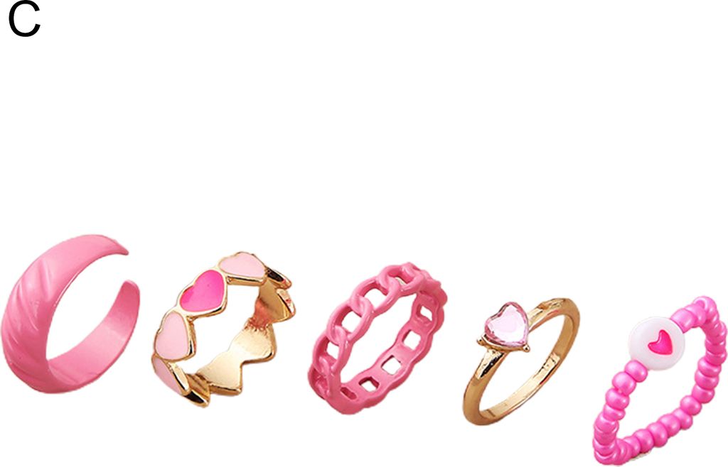 1 Set Knuckle Rings Heart Stackable Women Exquisite All Match Finger Rings for Party-C