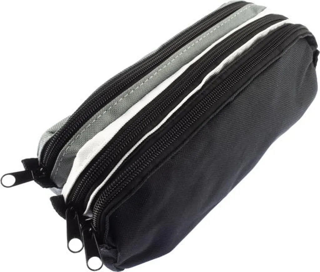 Trousse Kangaro K-56401 avec 3 zips séparés Design Gris et Noir
