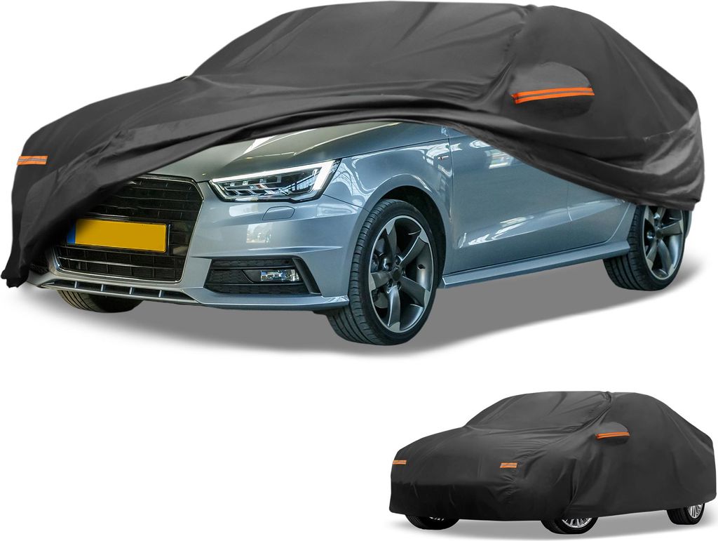 Autoabdeckung Wasserdicht Alle Wetter Automobil Au?en Anti-UV Sonne Regen Schutz Vollst?ndige Au?enabdeckung fš¹r Audi A1 190T-PU Schwarz Mit Rei...