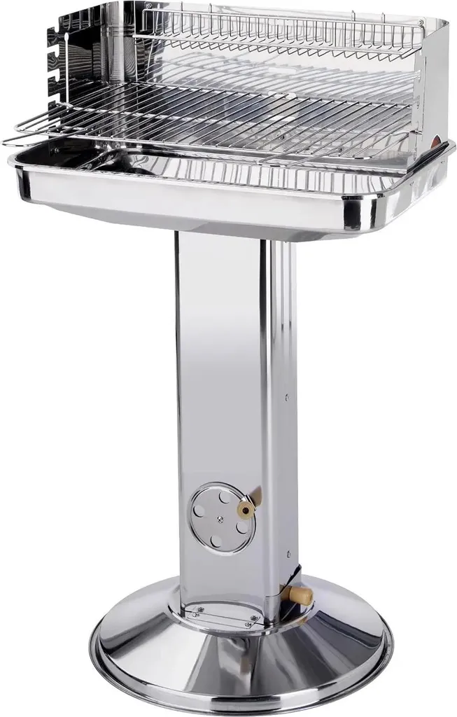 Barbecue charbon de bois en colonne design entonnoir blanc en acier inox