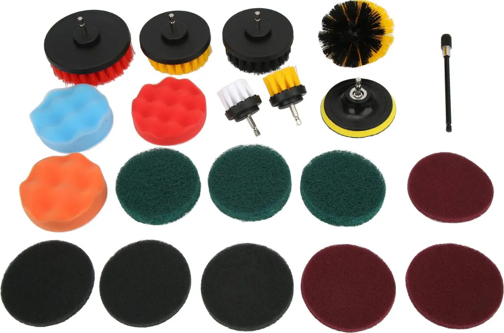 Kit nettoyage voiture et maison pour perceuse avec brosses et éponges