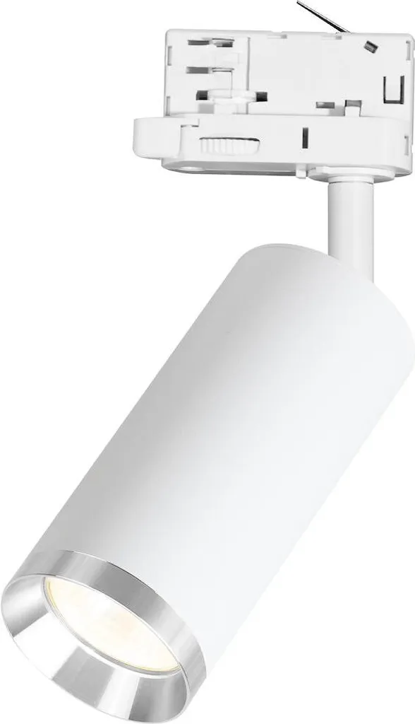 Spot sur Rail Triphasé Mica Track Blanc Chrome orientable douille GU10
