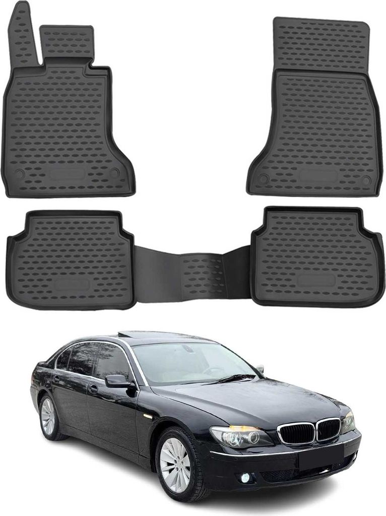 OMAC Gummimatten Fußmatten für BMW 7er F01 2008-2015 Automatten Schwarz 4x