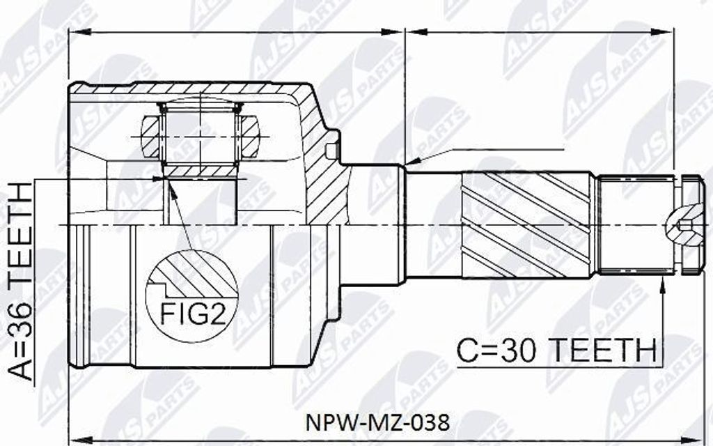 NTY Gelenksatz Antriebswelle Vorne Links Getriebeseitig für FORD Ranger (ET) NPW-MZ-038