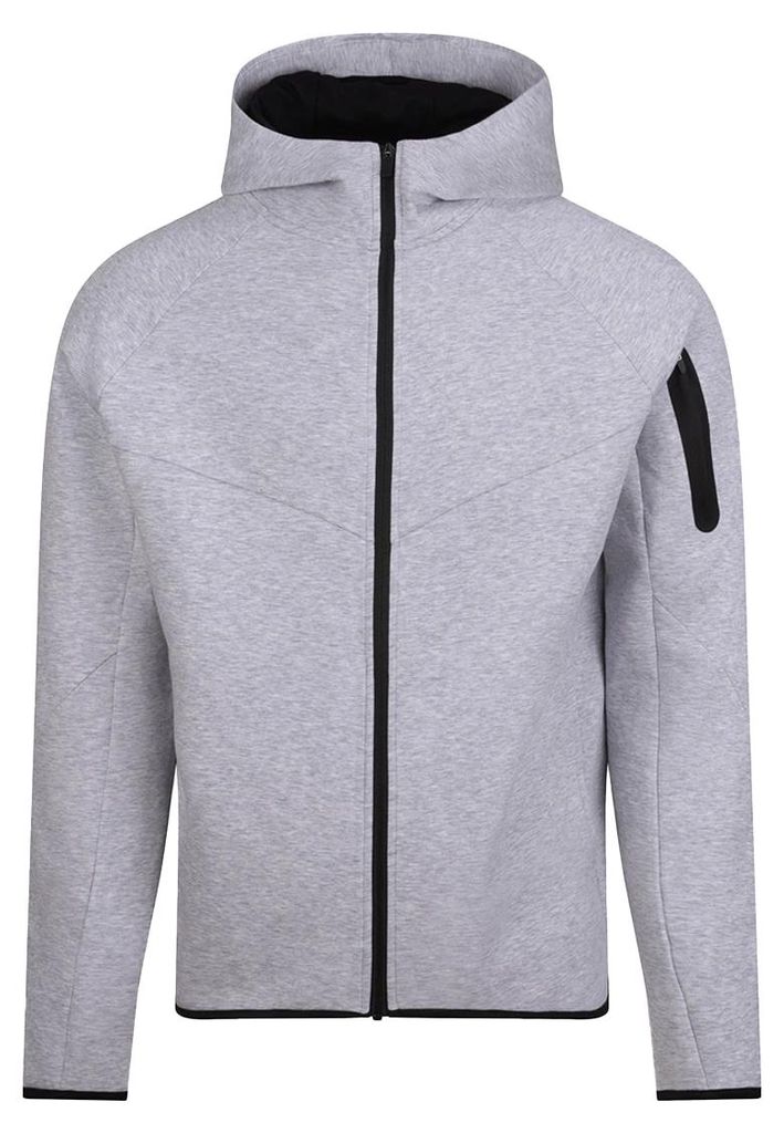 Just Cool - "AWDis Adapt" Kapuzenpullover für Herren, Durchgehender Reißverschluss, Fleece PC8191 (3XL) (Sportgrau)