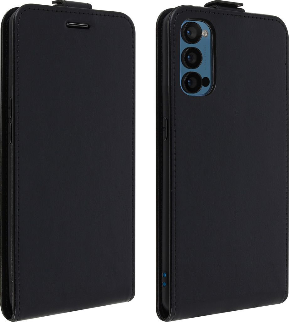 Oppo Reno 4 vertikales Klappetui, passgenaue Gelhülle – Schwarz