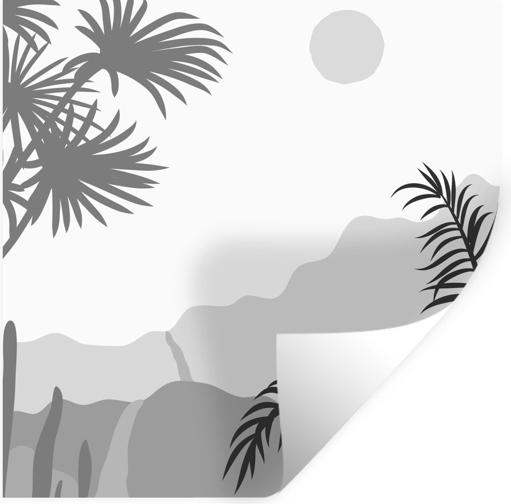 MuchoWow Wandtattoo Wandsticker Wandaufkleber Illustration - Tropisch - Schwarz - Weiß 100x100 cm Selbstklebend und Repositionierbar - Wierderve...