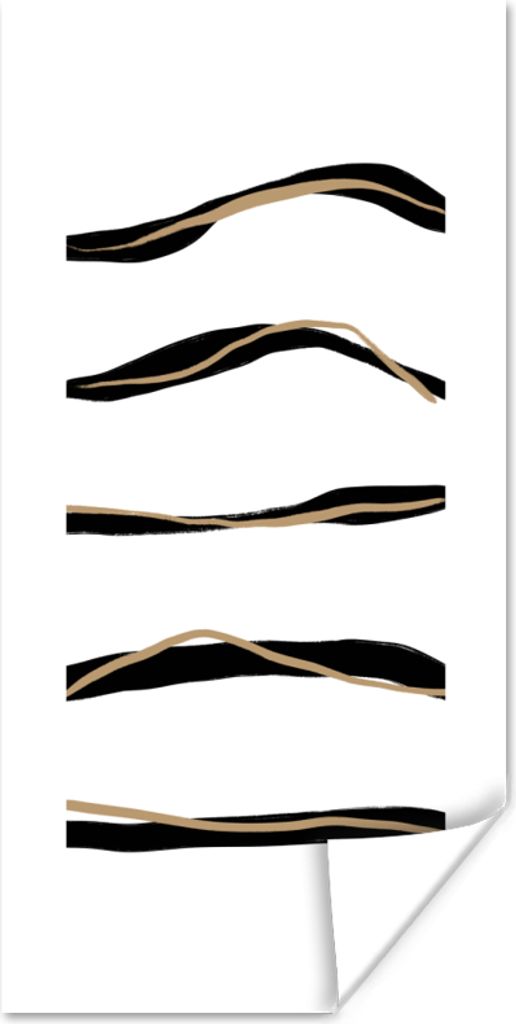 MuchoWow Poster Linie - Schwarz - Design 75x150 cm - Dekoration für die Wände