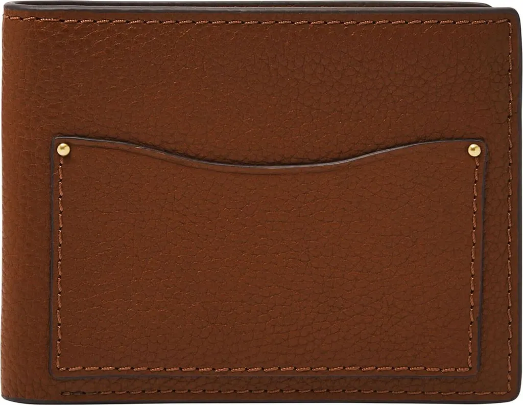 Porte-carte de Crédit Bifold en Cuir Marron Moyen Fossil Anderson Pro