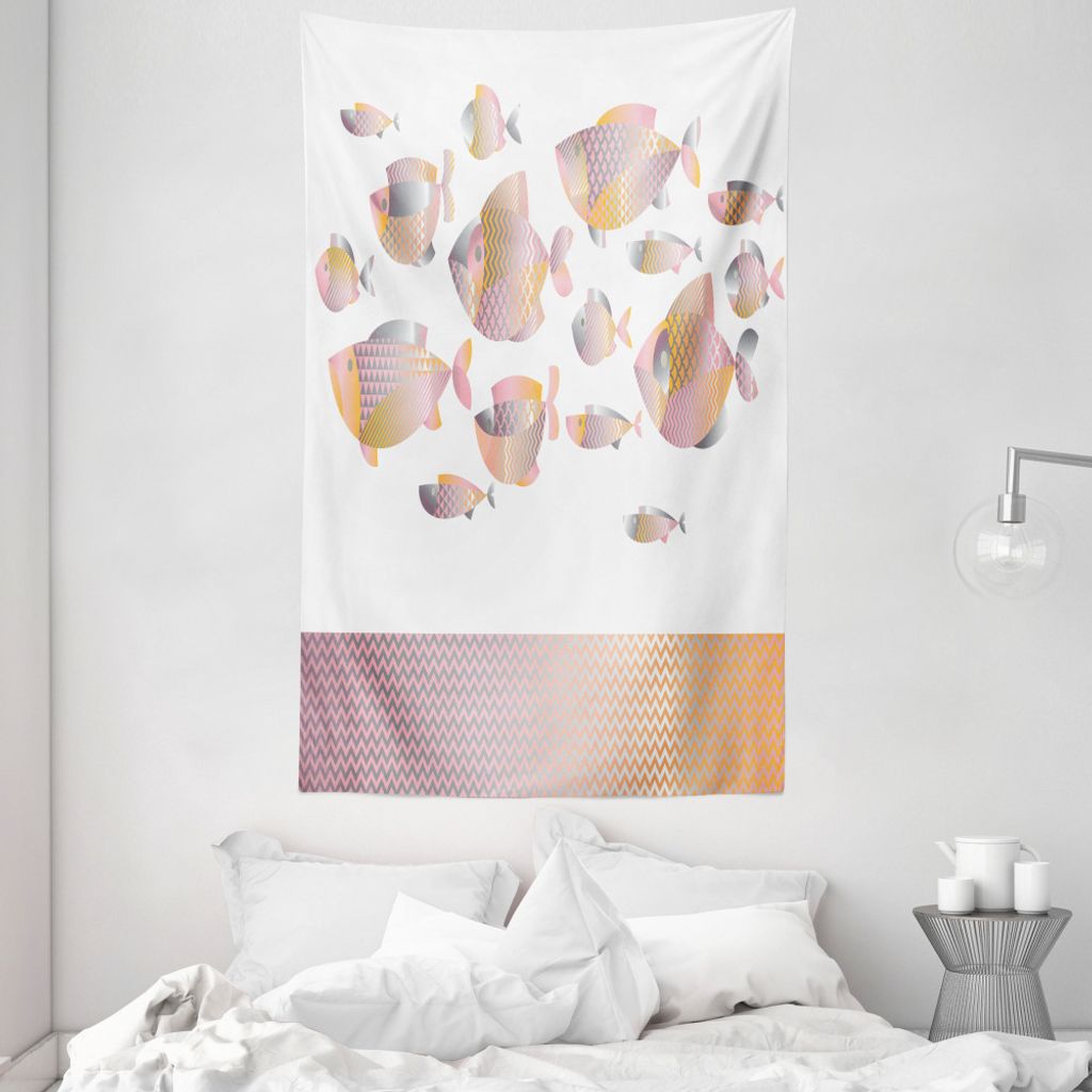 ABAKUHAUS Fisch Wandteppich und Tagesdecke, Moderne Seetier Zigzag aus Weiches Mikrofaser Stoff Waschbar ohne Verblassen Digitaldruck, 140 x 230 cm...