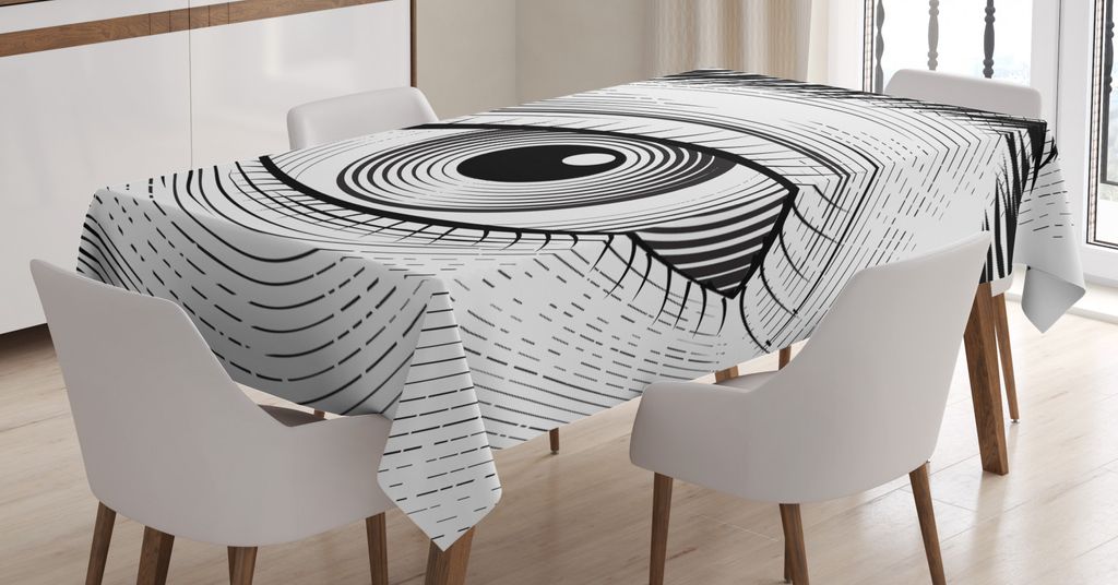 ABAKUHAUS Augenbraue Tischdecke, Makro Outline of Humans Augen, Wasserfest Waschbar mit Klar Sichtbaren Farben kein Verblassen Personalisiert, 140 ...