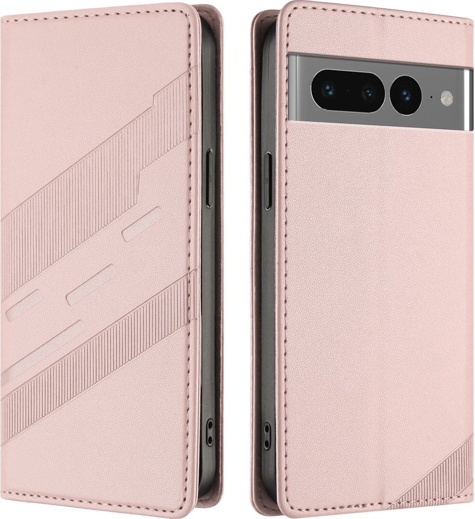 Hülle für Google Pixel 7 Pro, Kunstleder Brieftaschen Handyhülle mit Kartenfach und Standfunktion Pink