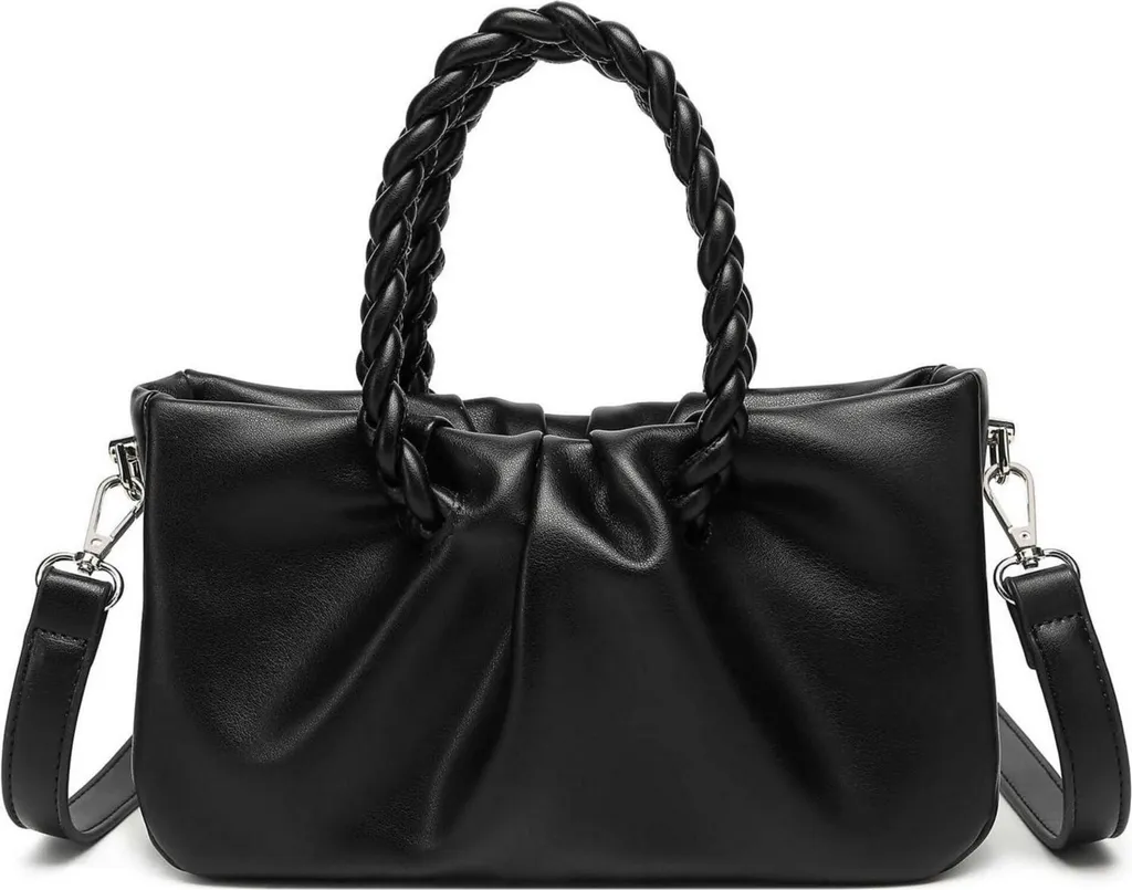 Sac bandoulière amovible Miss Lulu en cuir polyuréthane noir mat
