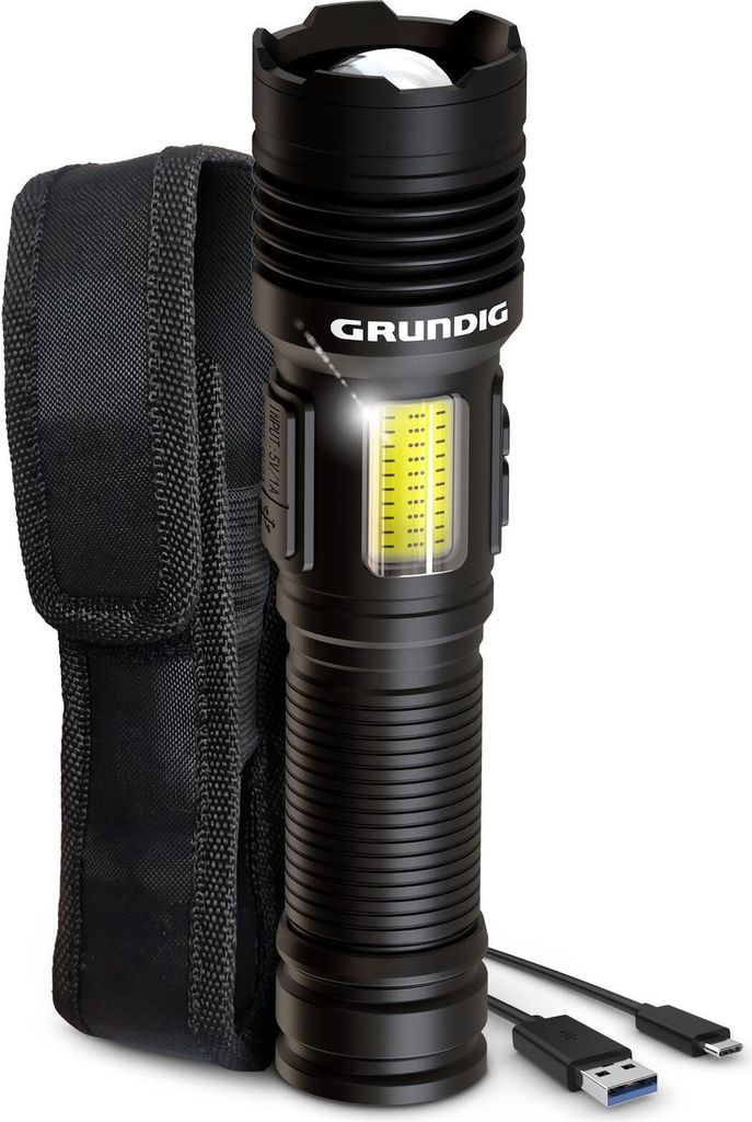 Taschenlampe LED aufladbar Extrem hell Ion Technologie mit Zusatz Arbeitsleuchte Notfall USB Ladung von Telefon/Tablet starker Li Akku