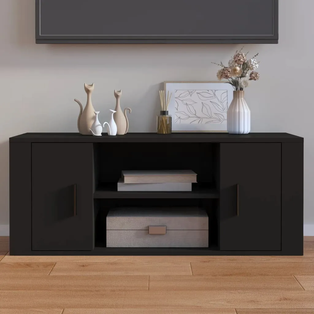 Mobile TV Moderno Maison Exclusive Nero 100 cm in Legno Design Slim