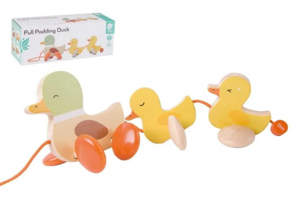 Jouet en bois durable Canard et canetons tirant du bois sans plastique