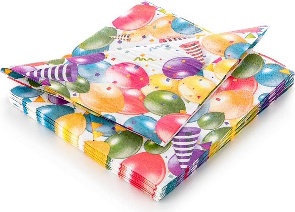 Papierservietten 20 Stk 33x33cm 20szt Bunte Luftballons, Geburtstag