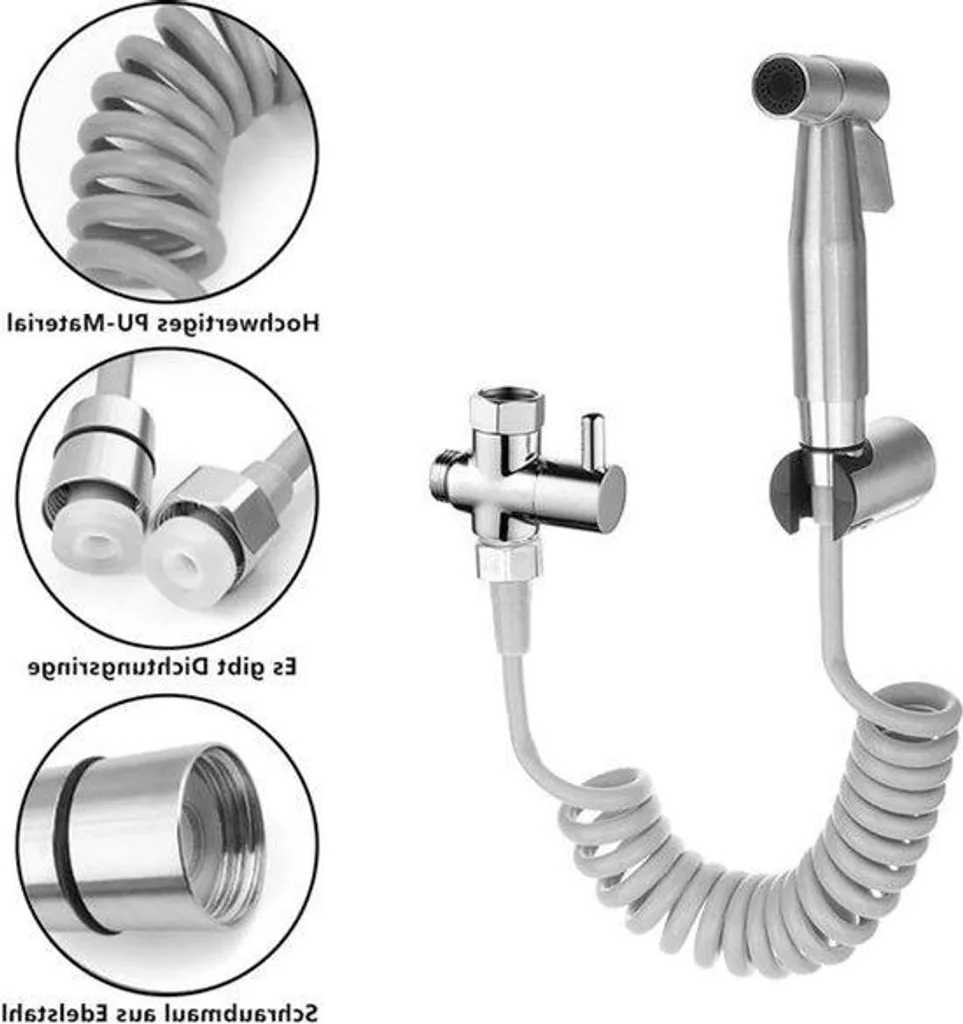 Flexible de douche gris rétractable en ABS anti-torsion pour bidet