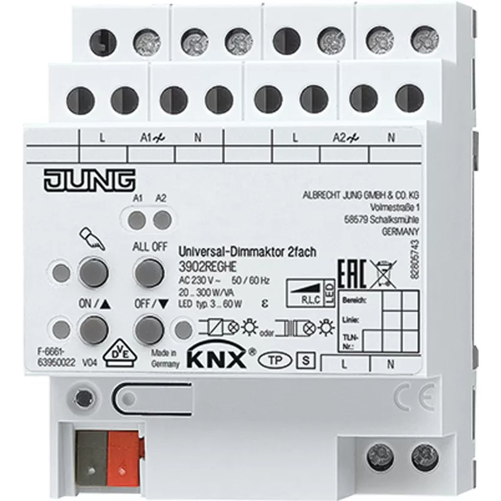 Jung 3902REGHE LED-Universal-Dimmaktor 2fach