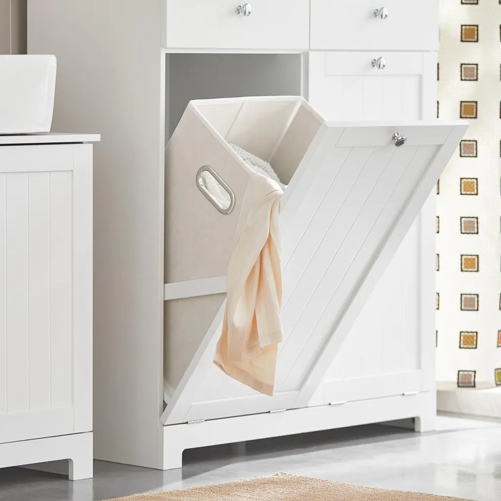 SoBuy BZR33-W Mobile Bagno Bianco - Stile Scandi con Cesti Bucato - 8