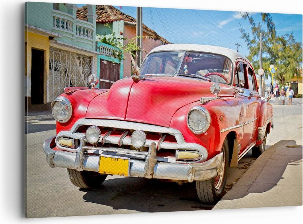 Bild auf Leinwand - Leinwandbild - Chevrolet Auto Havanna - 120x80cm - Wand Bild - Wanddeko - Leinwanddruck - Bilder - Kunstdruck - Wanddekoration ...
