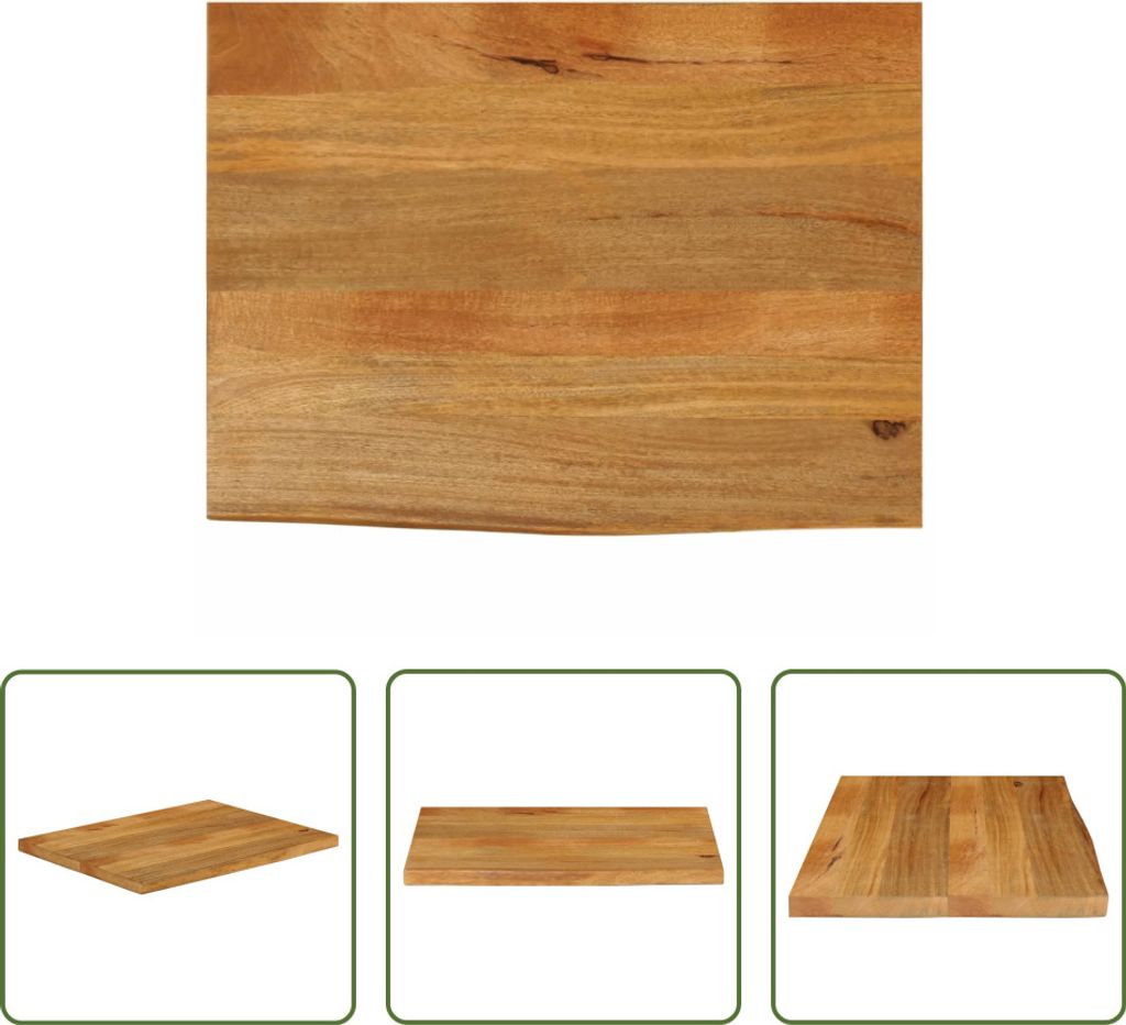 The Living Store Tischplatte mit Baumkante 70x60x3,8 cm Massivholz Mango