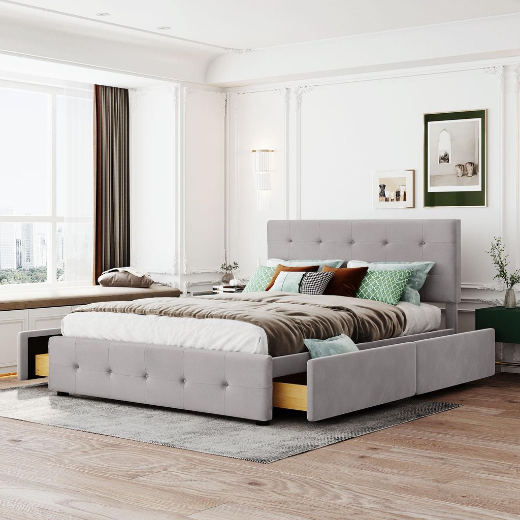 STILVORA Doppelbett 140x200 Polsterbett mit Lattenrost und Produktbild 