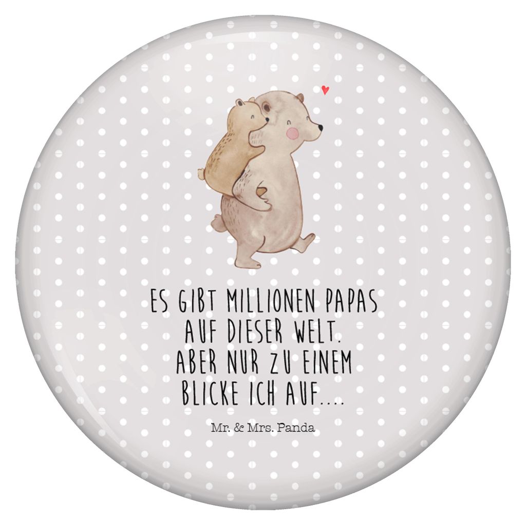 Mr. & Mrs. Panda Ansteckschmuck Papa Bär - Grau Pastell - Geschenk, Anstecker Pin, Button, Badge, Fun-Button, Vatertag, Geburtstag, Plakette, Mama