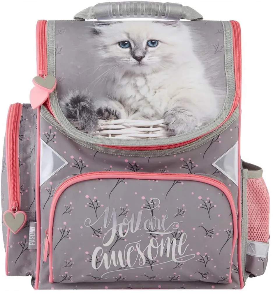 Sac à dos CHAT ergonomique - Grand cartable scolaire pour filles rose
